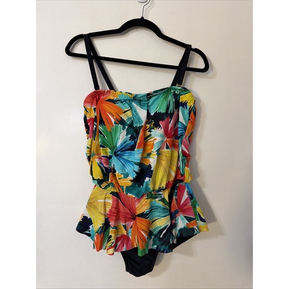 Maxine of Hollywood Dresses & Skirts - Maxine of Hollywood Swimsuit Ruffle Skirt Dress Size 10 Tropical Floral